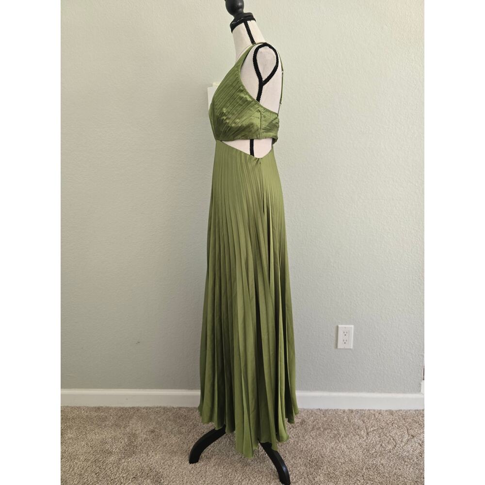Abercrombie & Fitch Green Pleated Maxi Dress Sz S Cutout Open Back Wedding Guest - Picture 5 of 13